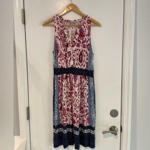 Lucky Brand midi dress. Excellent condition, batik/paisley print. Size Small